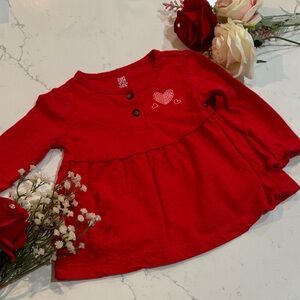Carter's Red Long Sleeve Shirt with Heart Accents
